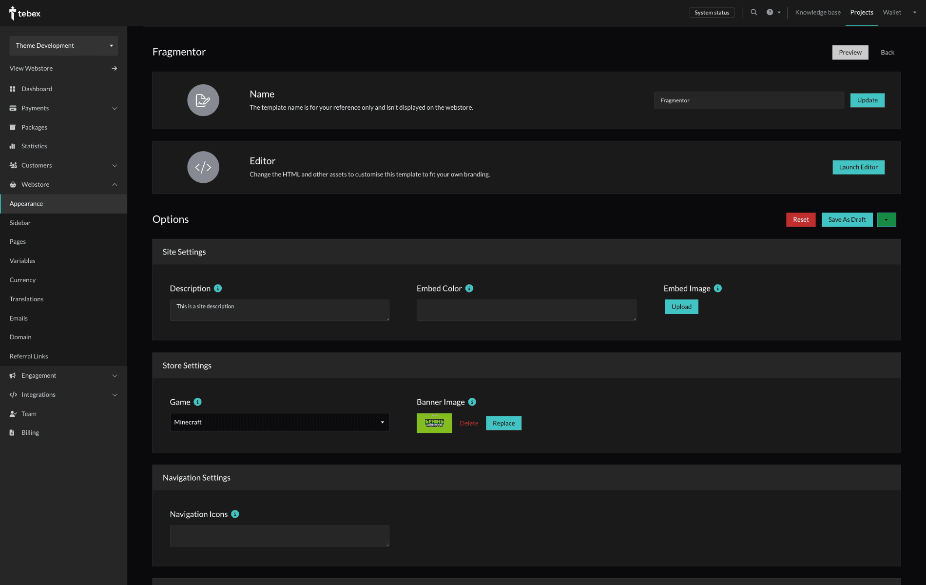 Overview of template configuration options